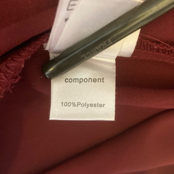 Burgundy flutter sleeve blouse with lace detail - Picture 11 of 16